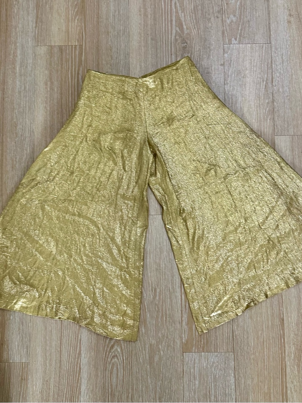 Jill Stuart Metallic Gold Wide-Leg Skirted Pants